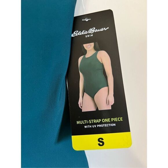 NWT Eddie Bauer One Piece Swimsuit Women’s Small Bathing Suit Green High Neck - Picture 11 of 15